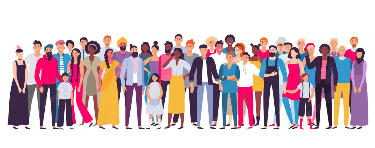 Graphic showing a diverse community of people
