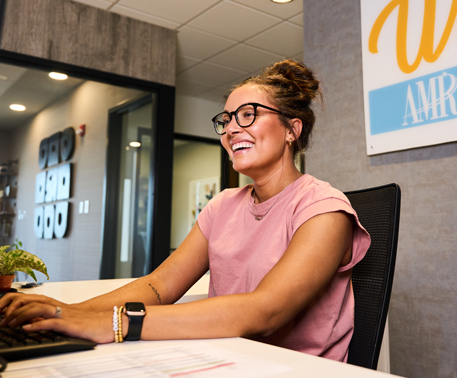 Cecilia holding down the reception desk