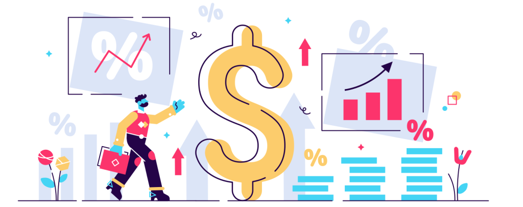 Graphic showing various finance images
